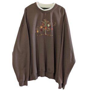 Trilllogy by Morning Sun Women's Fall Themed Sweatshirt, Brown, Plus Size 3X/4X